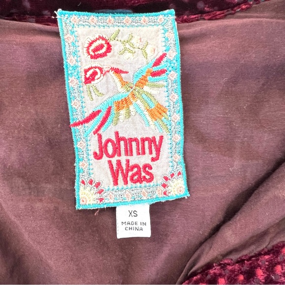 JOHNNY WAS Hania Velvet Burgundy w Multicolor Embroidery Tunic Mini Dress Sz XS - Picture 14 of 16
